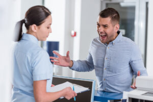 Male patient harassing nurse at medical practice