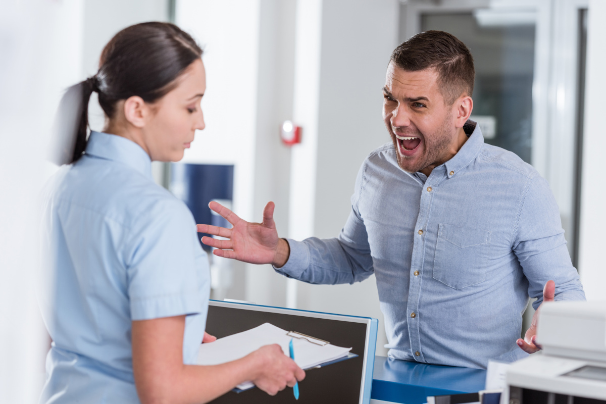 Male patient harassing nurse at medical practice