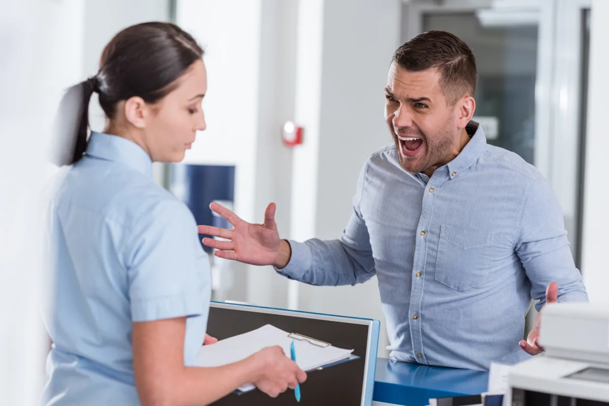 Male patient harassing nurse at medical practice
