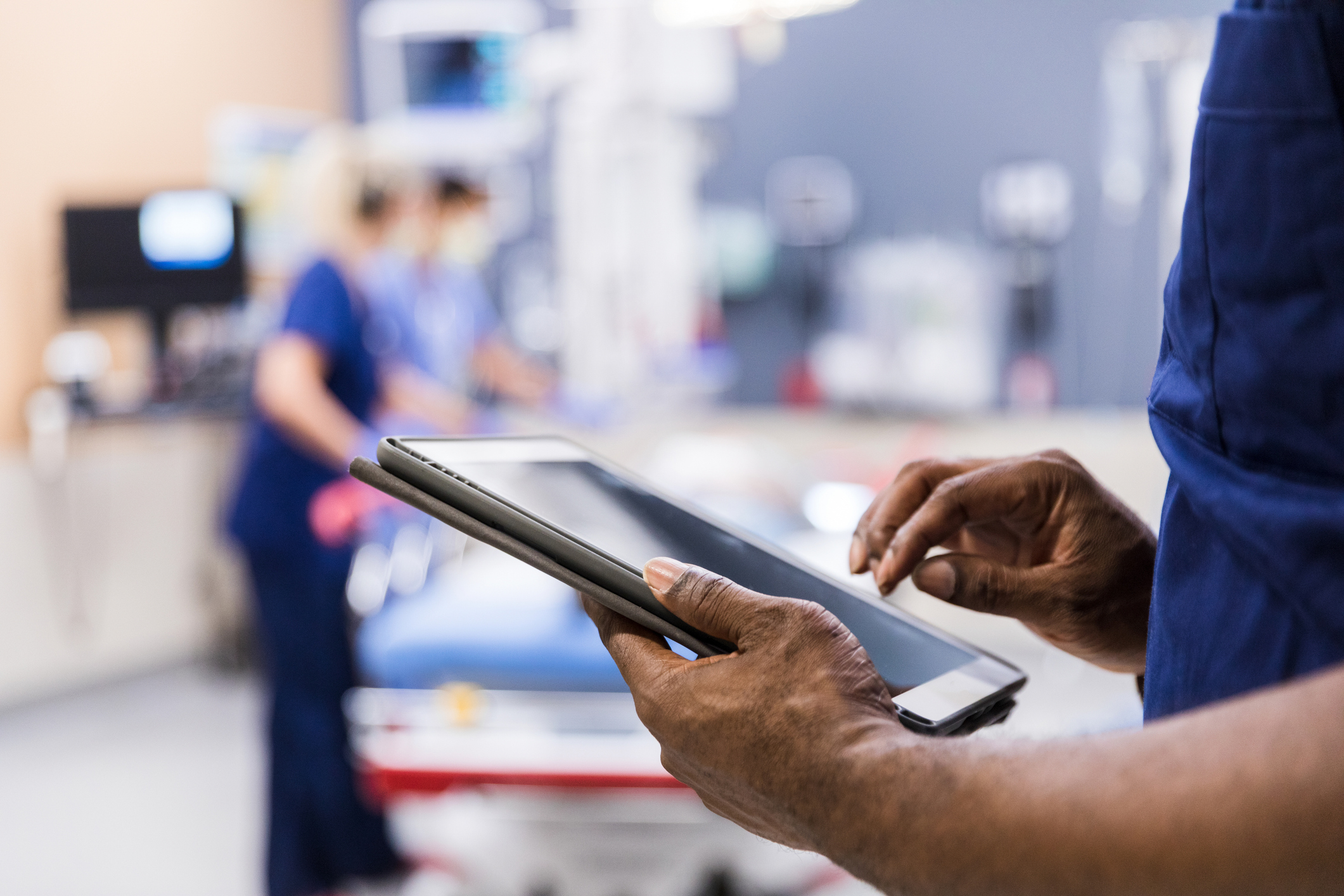 Doctor using tablet