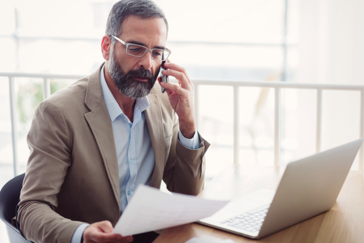 Lawyer on the phone with a client