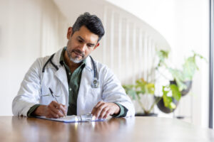 Male physician applying for medical license