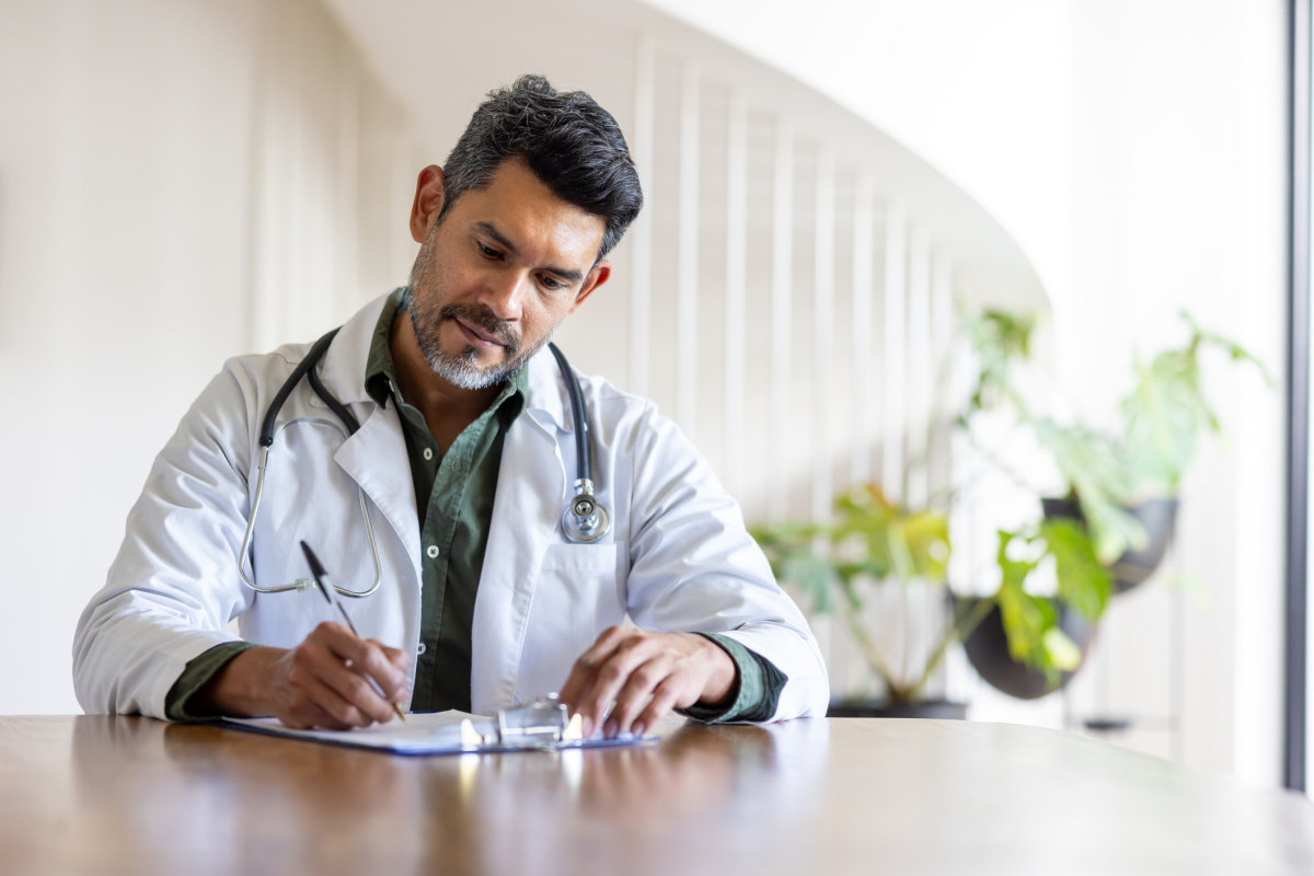 Male physician applying for medical license